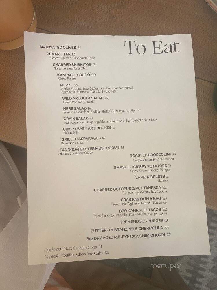 Gran Blanco - Venice, CA menu_pic