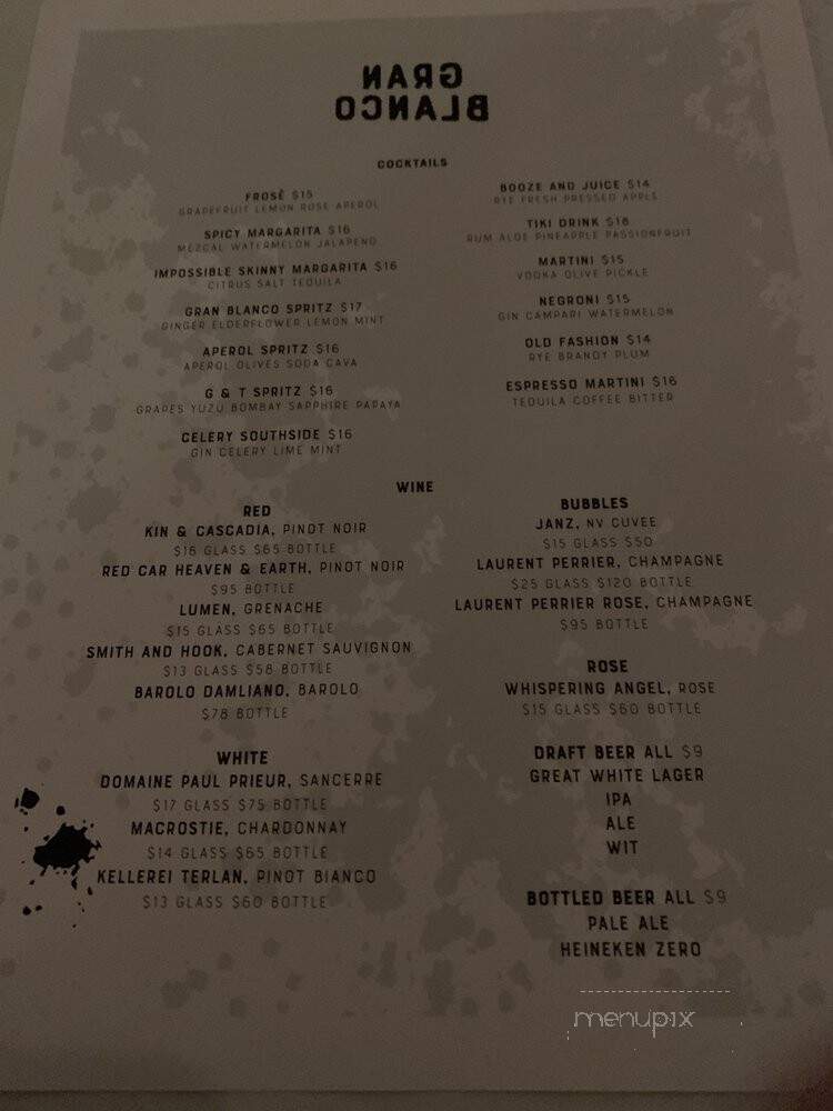 Gran Blanco - Venice, CA menu_pic
