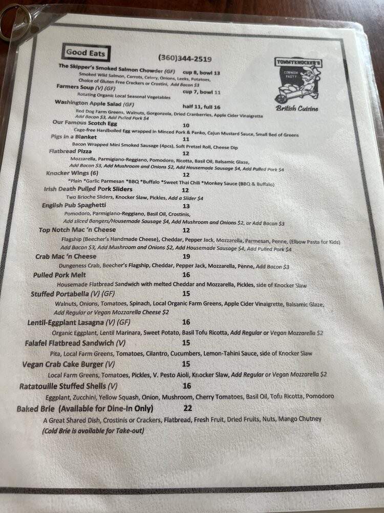 Tommyknocker's Cornish Pasty - Port Townsend, WA menu_pic