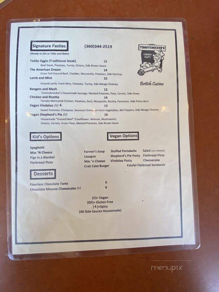 Tommyknocker's Cornish Pasty - Port Townsend, WA menu_pic