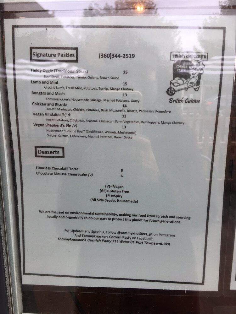 Tommyknocker's Cornish Pasty - Port Townsend, WA menu_pic