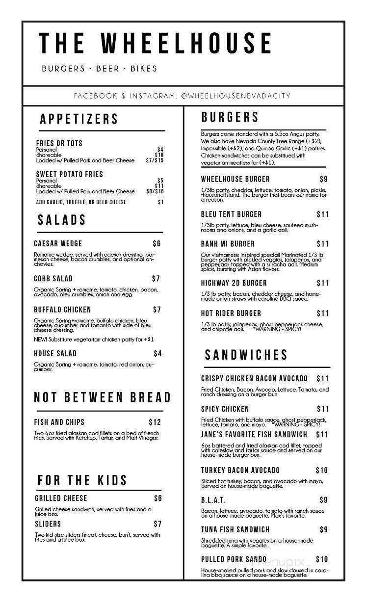 The Wheelhouse - Nevada City, CA menu_pic