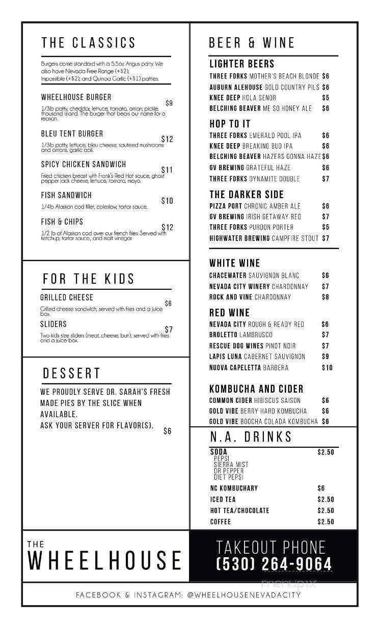 The Wheelhouse - Nevada City, CA menu_pic