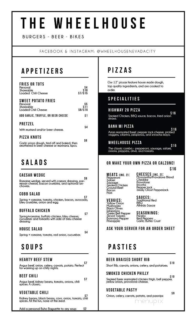 The Wheelhouse - Nevada City, CA menu_pic