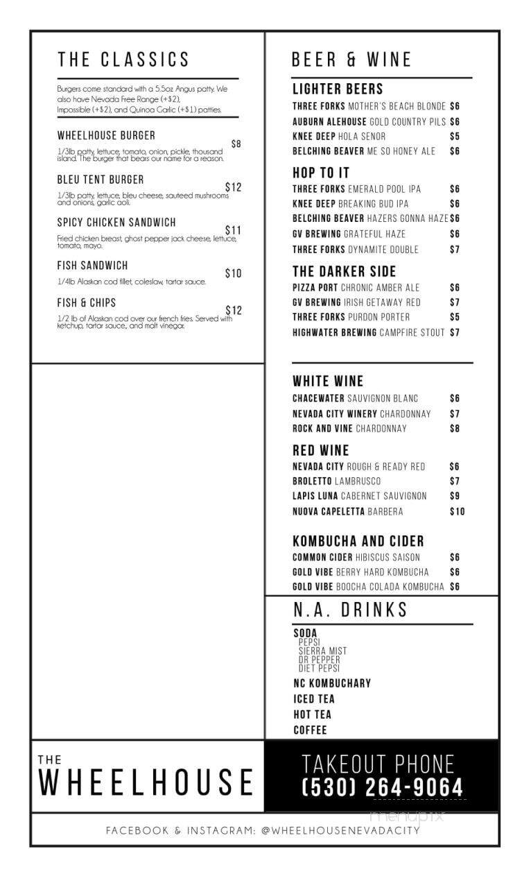 The Wheelhouse - Nevada City, CA menu_pic