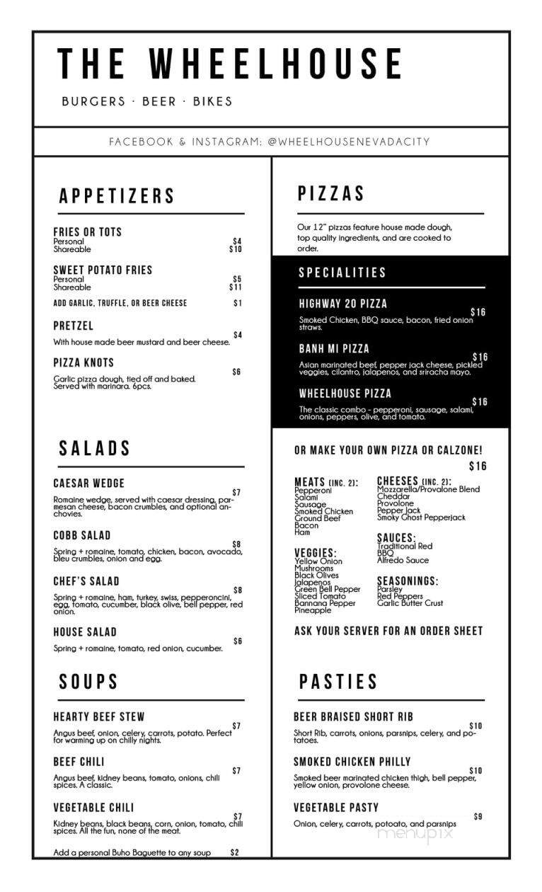 The Wheelhouse - Nevada City, CA menu_pic
