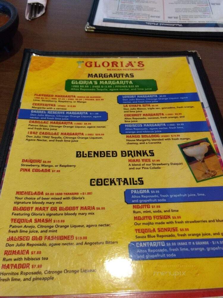 Gloria's Mexican Restaurant and Tequila Bar - Sun Prairie, WI menu_pic