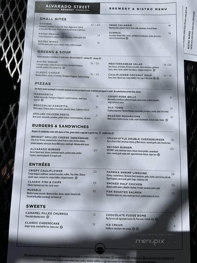 Alvarado Street Brewery & Bistro - Carmel-by-the-Sea, CA menu_pic