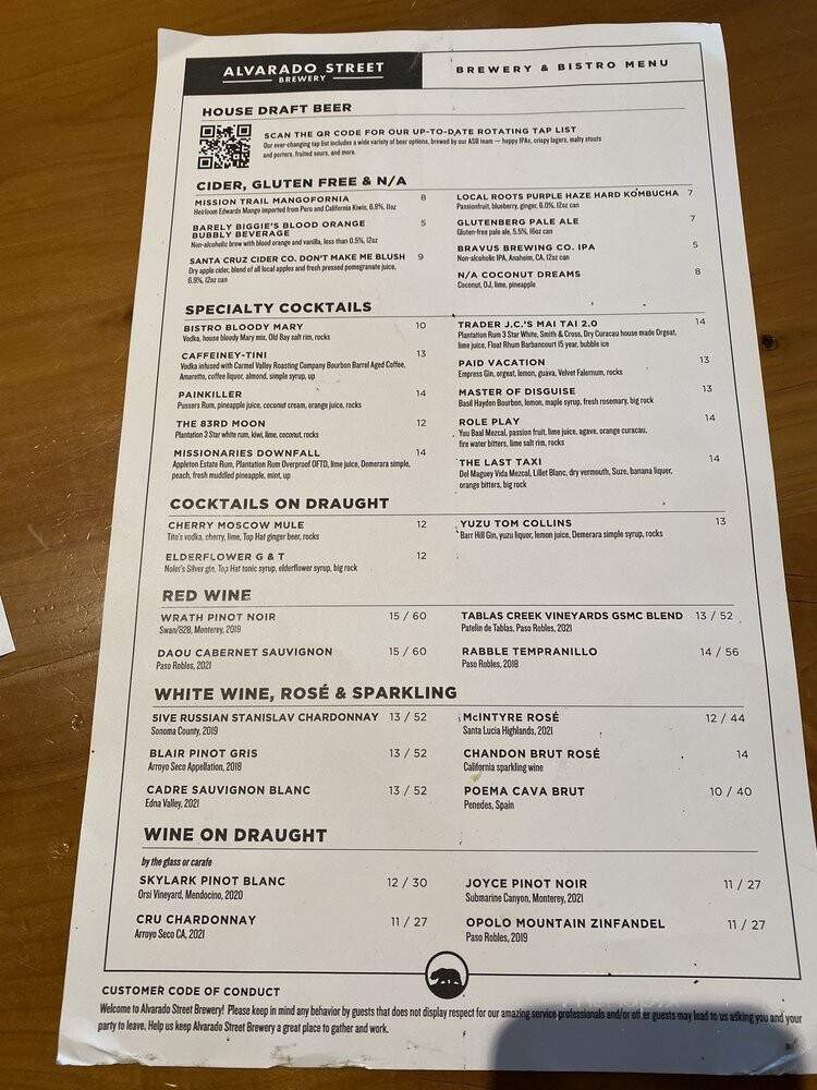 Alvarado Street Brewery & Bistro - Carmel-by-the-Sea, CA menu_pic
