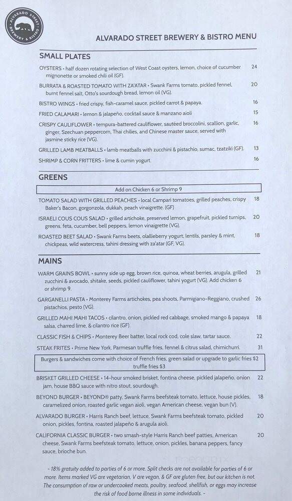 Alvarado Street Brewery & Bistro - Carmel-by-the-Sea, CA menu_pic