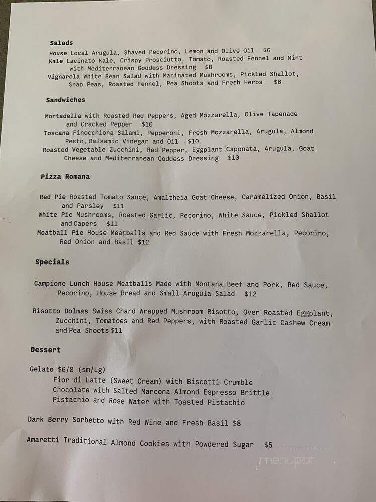 Campione Roman Kitchen - Livingston, MT menu_pic