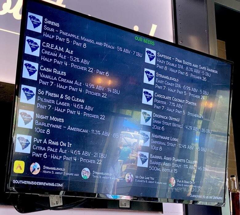 Southernside Brewing - Greenville, SC menu_pic