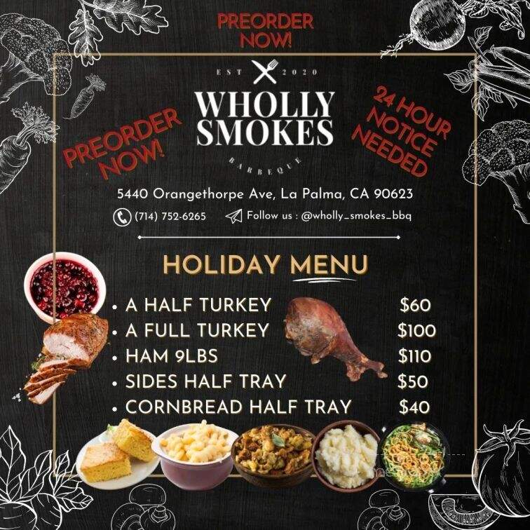 Wholly Smokes BBQ Restaurant - La Palma, CA menu_pic