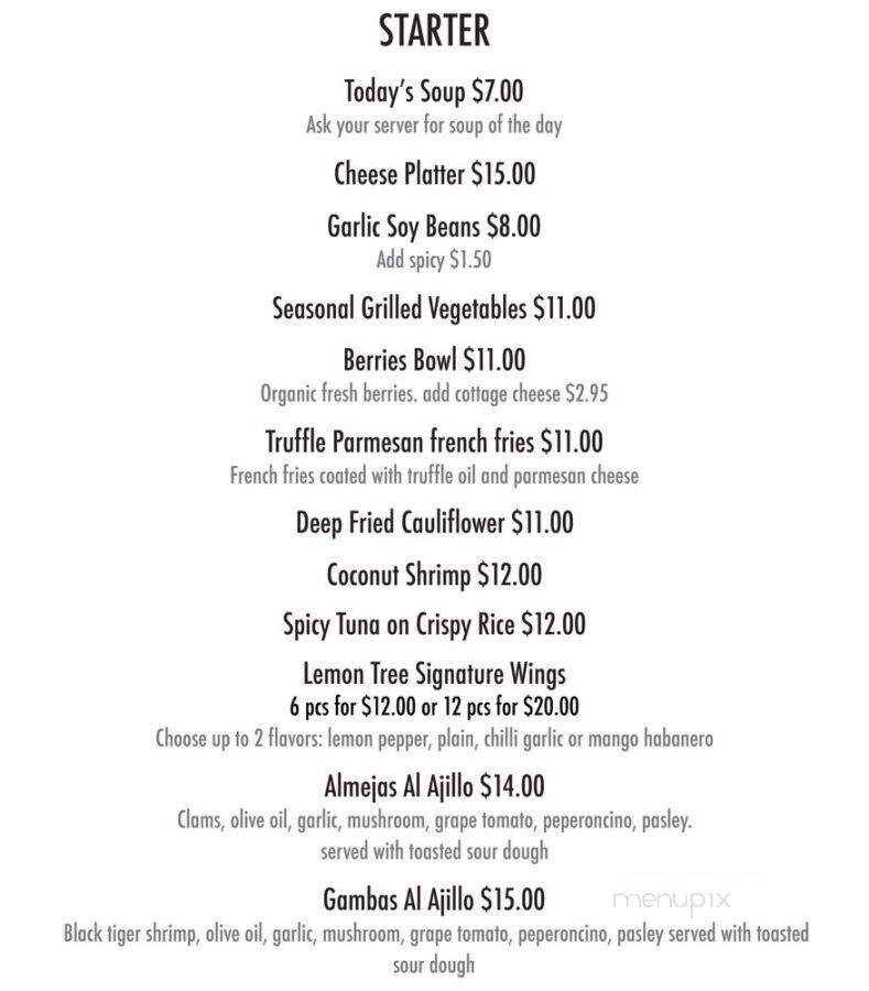 Lemon Tree - Pasadena, CA menu_pic