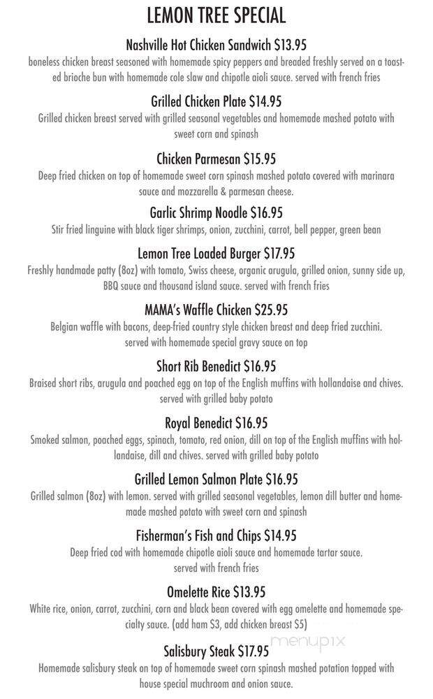 Lemon Tree - Pasadena, CA menu_pic