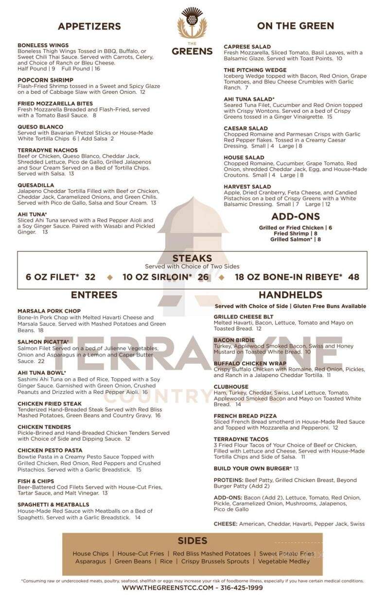 The Greens at Terradyne - Andover, KS menu_pic