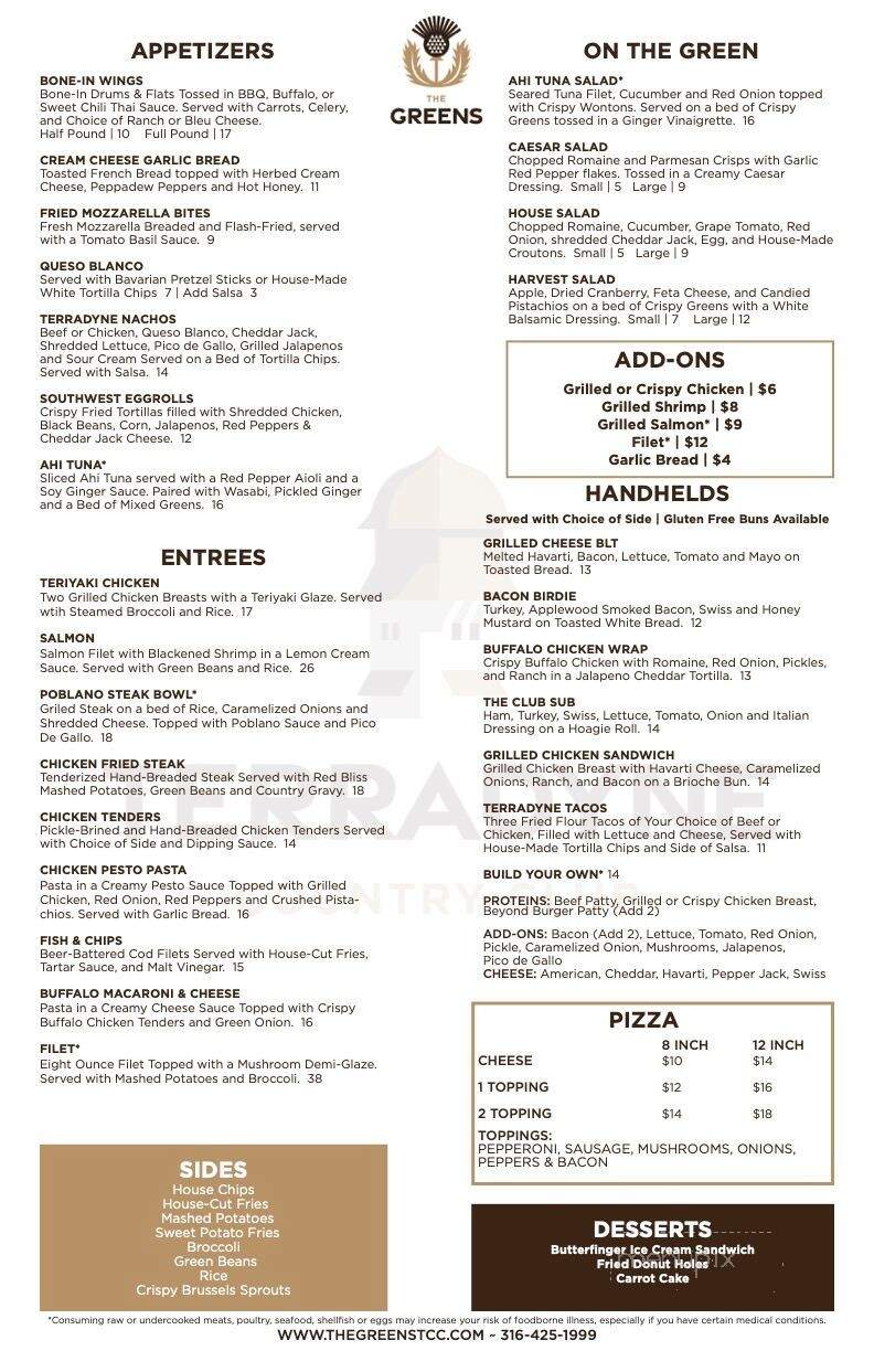 The Greens at Terradyne - Andover, KS menu_pic