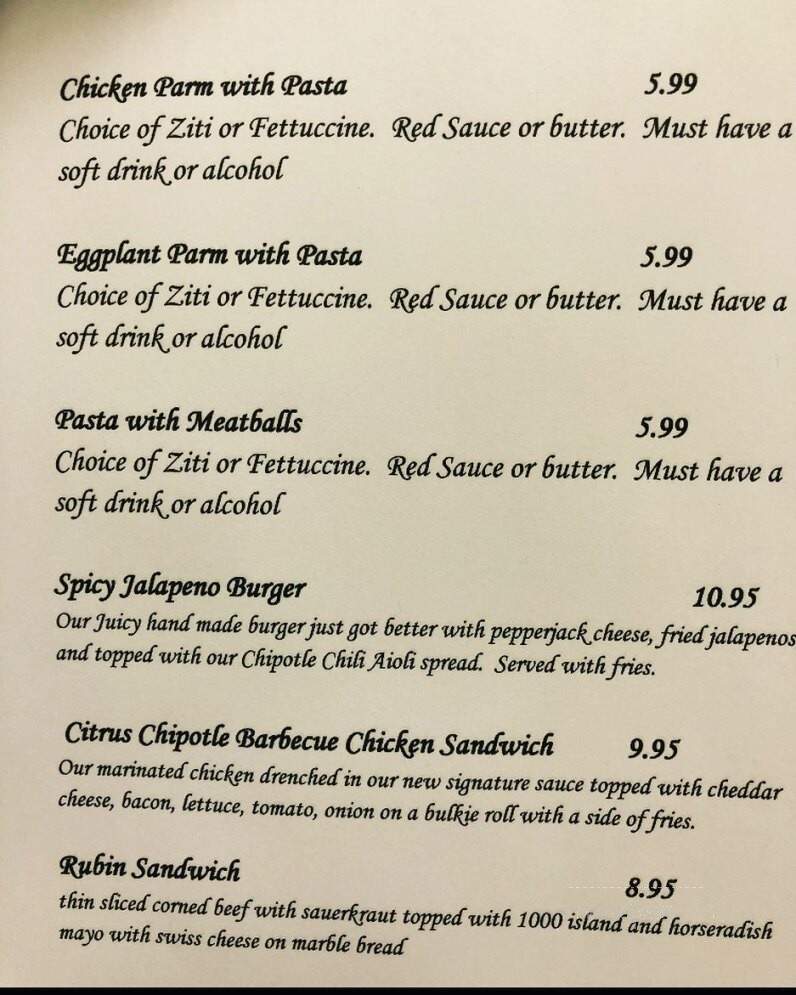 Southside Bar and Grill - Milford, MA menu_pic