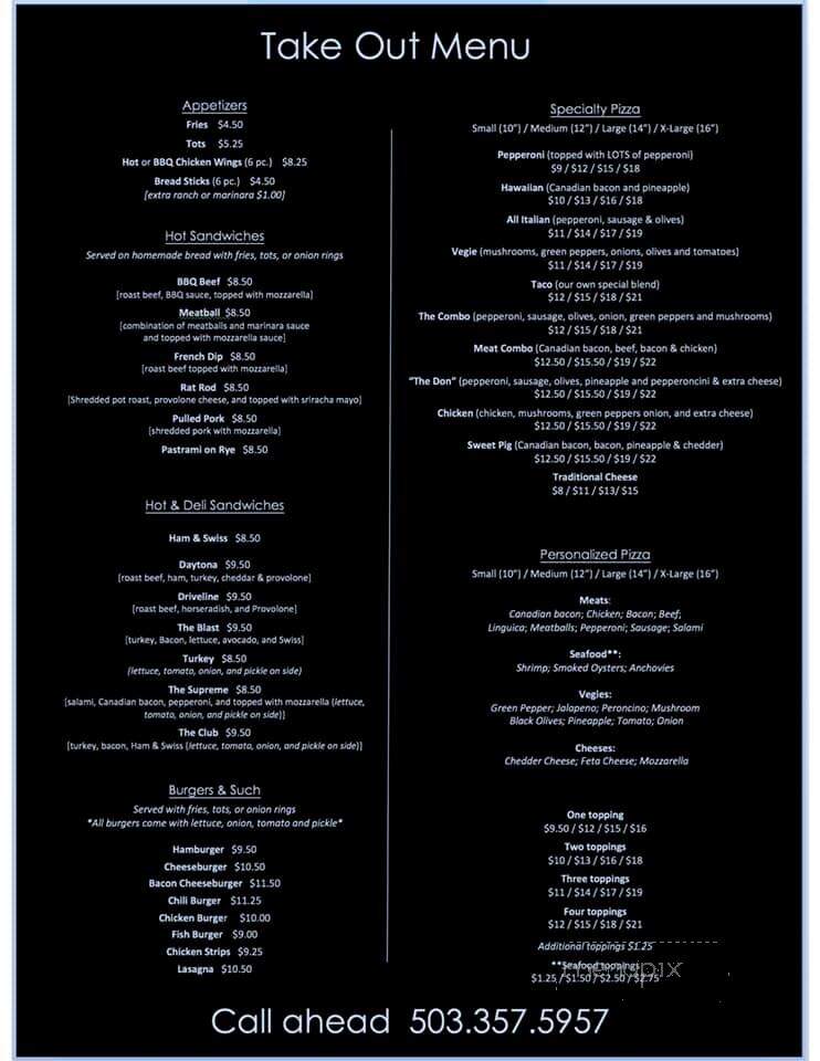 Last Lap - Cornelius, OR menu_pic