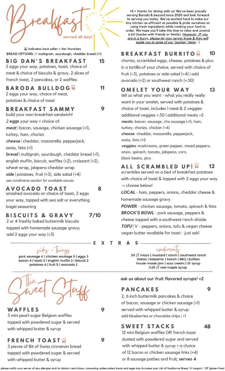 The Local - Baroda, MI menu_pic