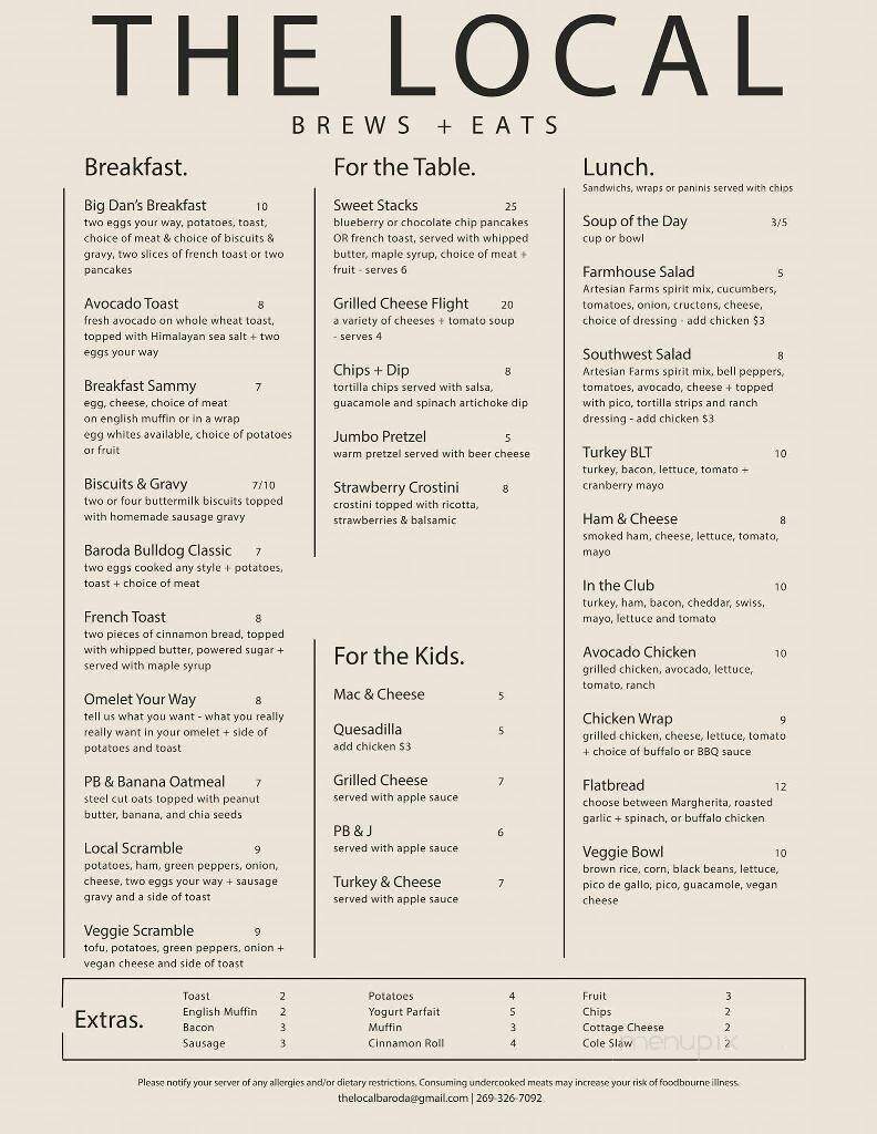 The Local - Baroda, MI menu_pic