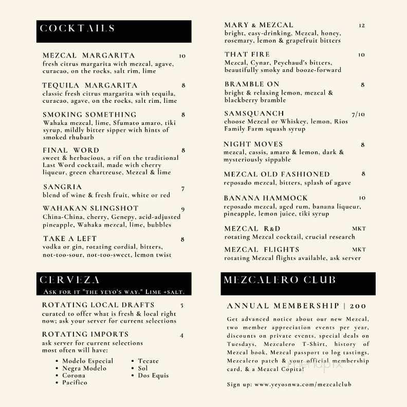 Yeyo's Mezcaleria y Taqueria - Rogers, AR menu_pic
