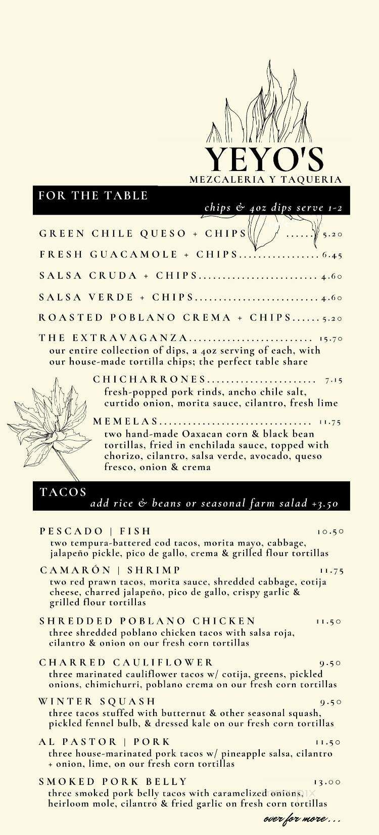 Yeyo's Mezcaleria y Taqueria - Rogers, AR menu_pic
