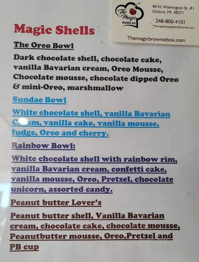 The Magic Brownie Box - Oxford, MI menu_pic