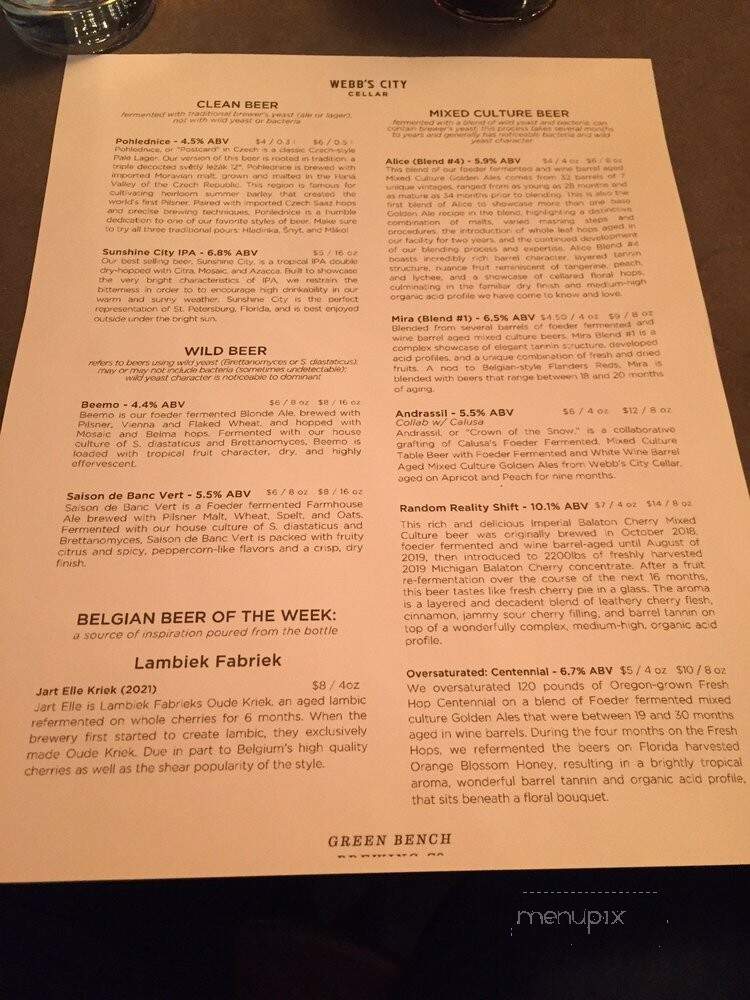 Webb's City Cellar - Saint Petersburg, FL menu_pic