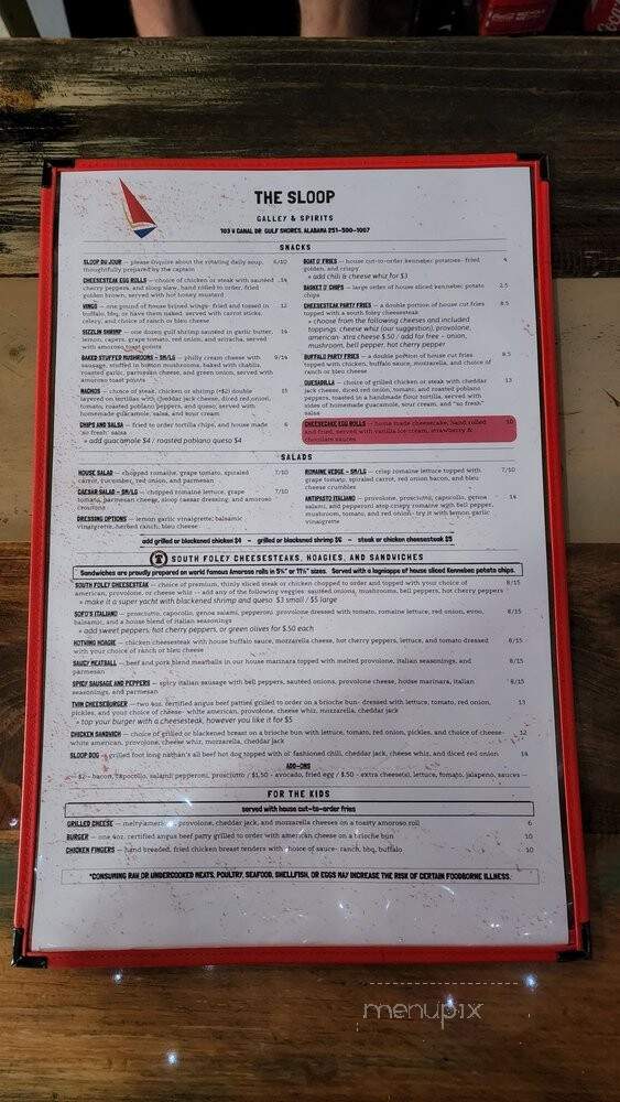 The Sloop - Gulf Shores, AL menu_pic