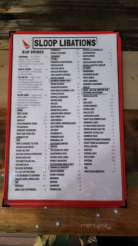 The Sloop - Gulf Shores, AL menu_pic
