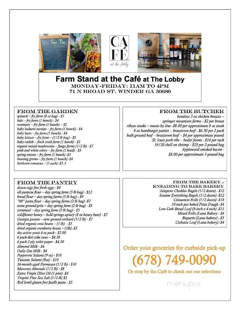 Cafe at the Lobby - Winder, GA menu_pic