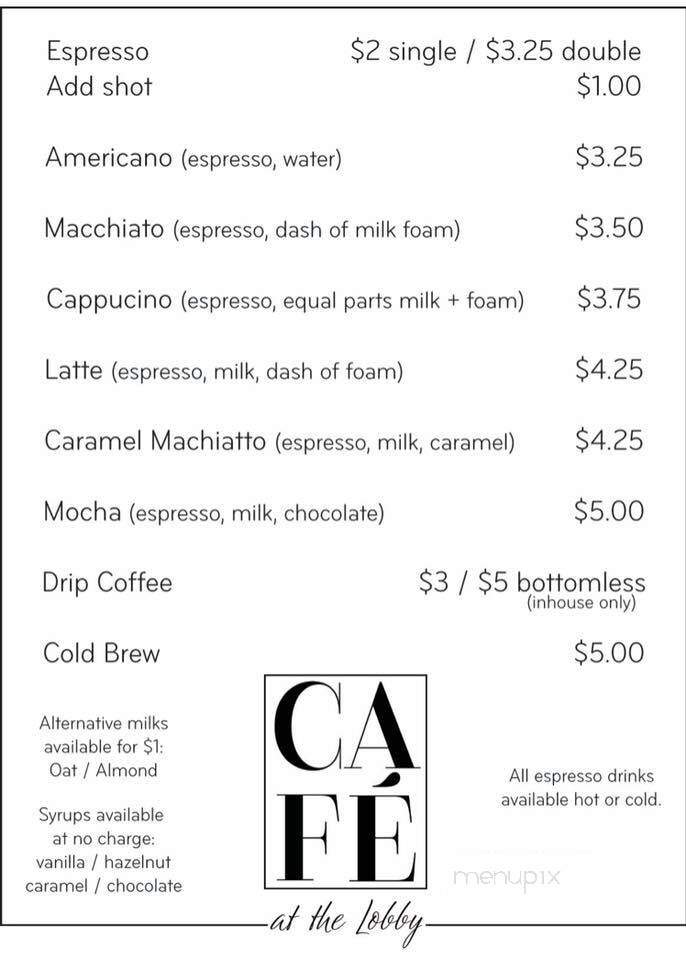 Cafe at the Lobby - Winder, GA menu_pic