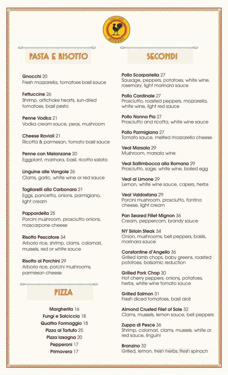 Gallo Nero Ristorante Italiano - North Bergen, NJ menu_pic