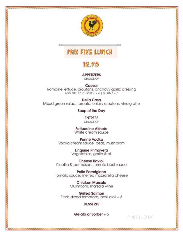 Gallo Nero Ristorante Italiano - North Bergen, NJ menu_pic
