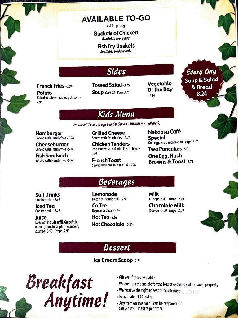 Nekoosa Cafe - Nekoosa, WI menu_pic
