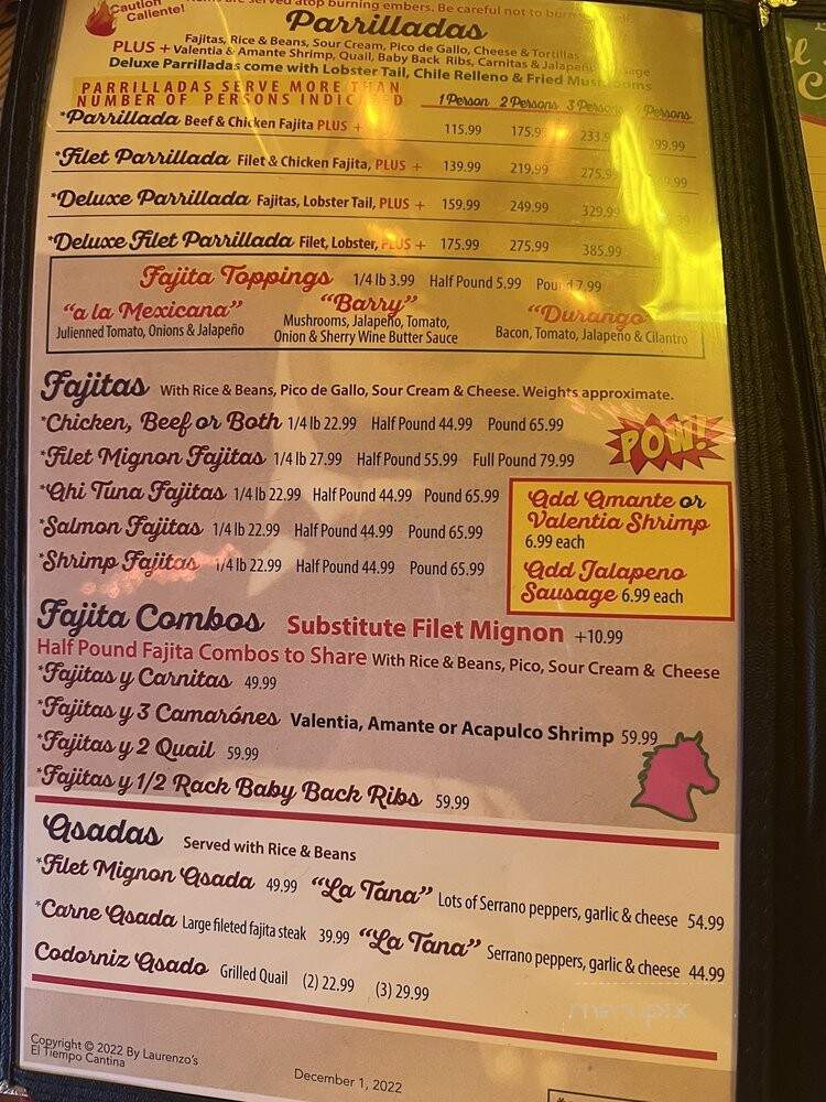 El Tiempo Cantina - Katy, TX menu_pic