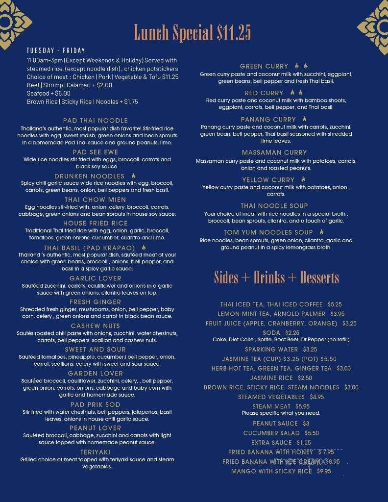 Jinda Thai Restaurant - Albany, OR menu_pic