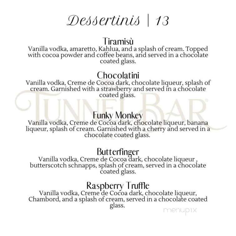 Tunnel Bar - Northampton, MA menu_pic