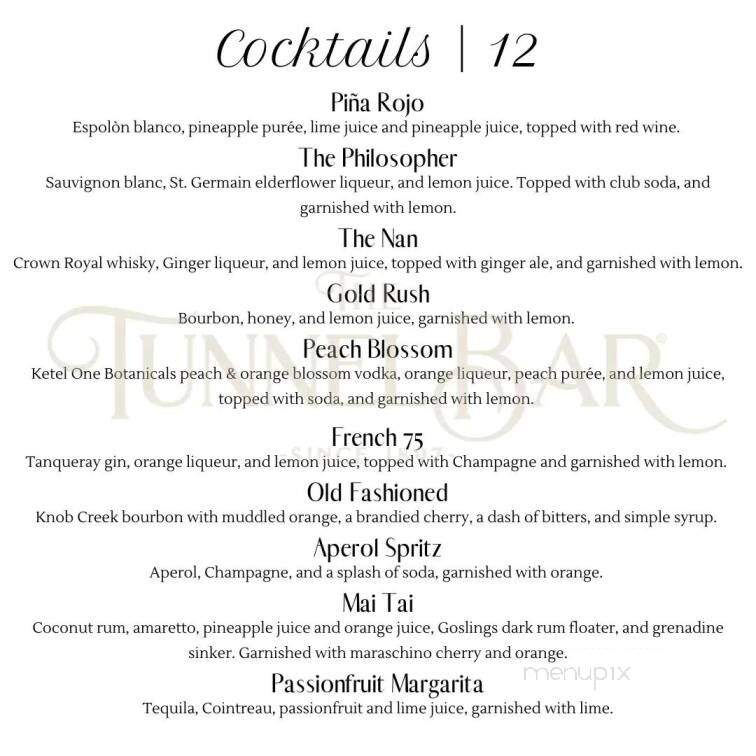 Tunnel Bar - Northampton, MA menu_pic