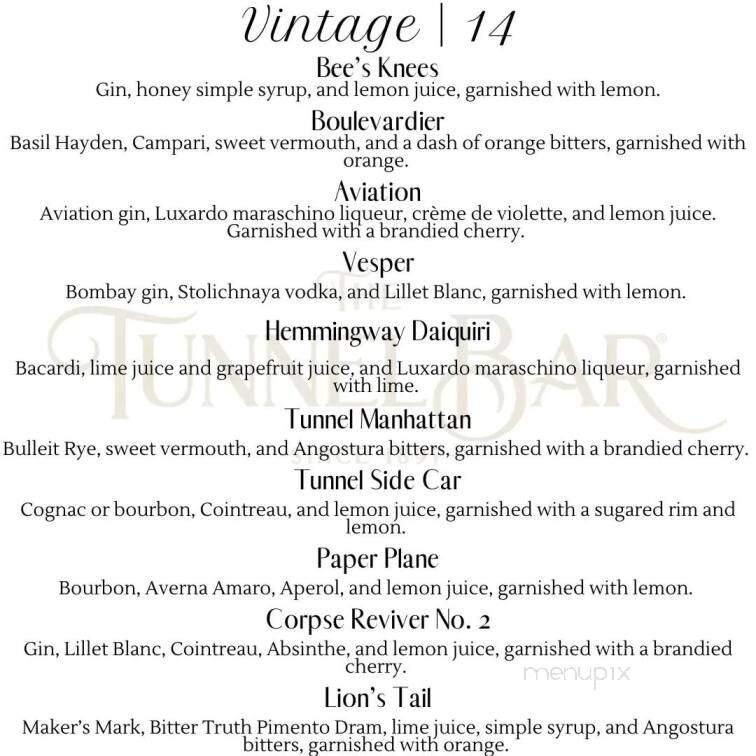 Tunnel Bar - Northampton, MA menu_pic