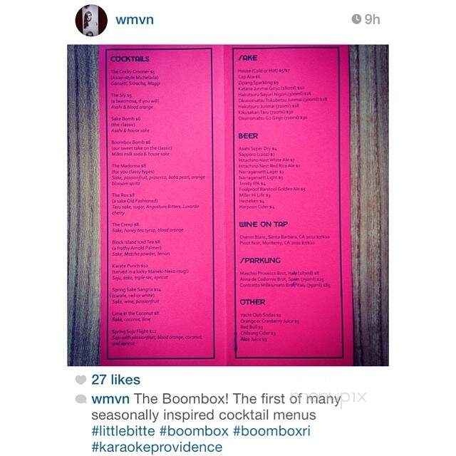 The Boombox Karaoke - Providence, RI menu_pic