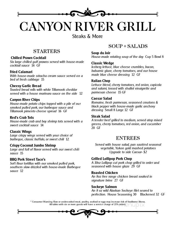 Canyon River Grill - Ellensburg, WA menu_pic
