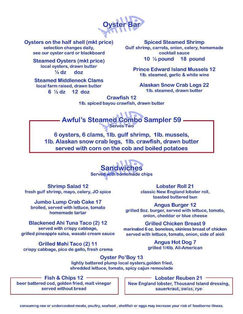 Awful Arthur's - Saint Michaels, MD menu_pic