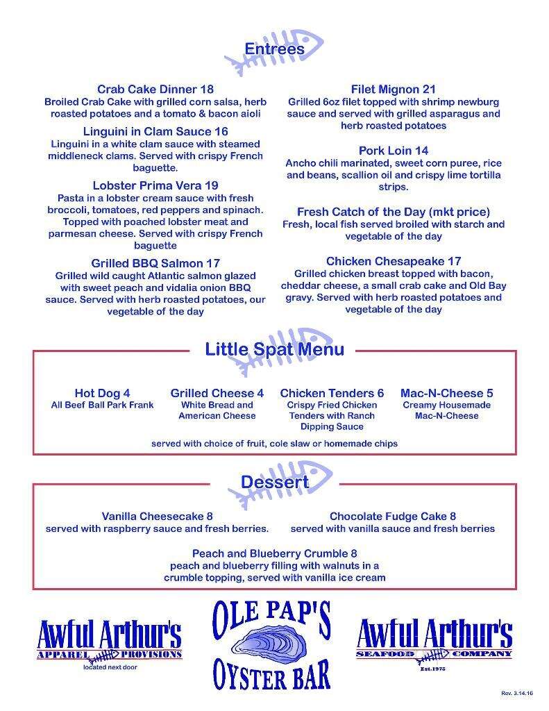 Awful Arthur's - Saint Michaels, MD menu_pic