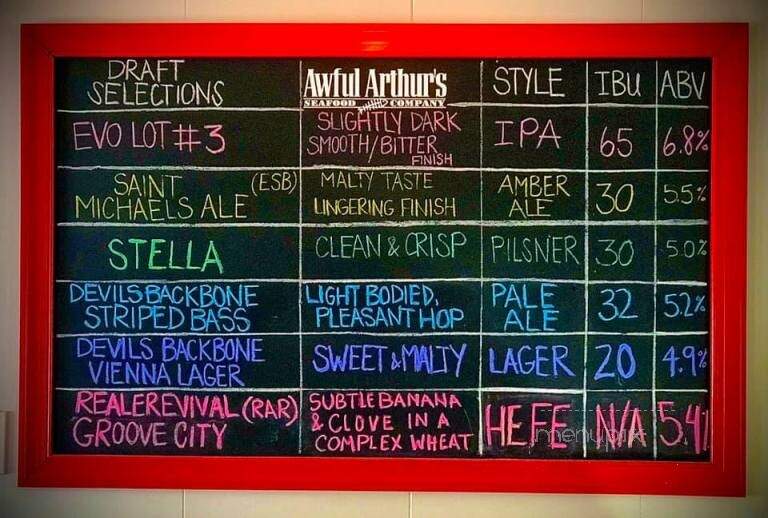 Awful Arthur's - Saint Michaels, MD menu_pic