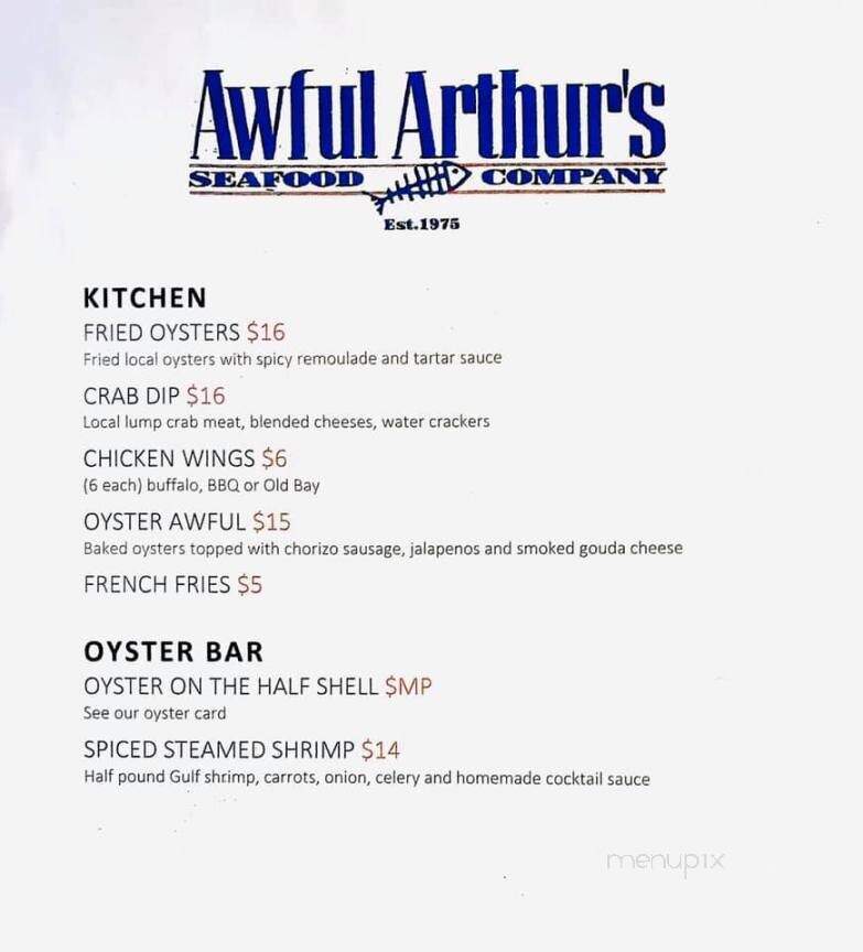 Awful Arthur's - Saint Michaels, MD menu_pic