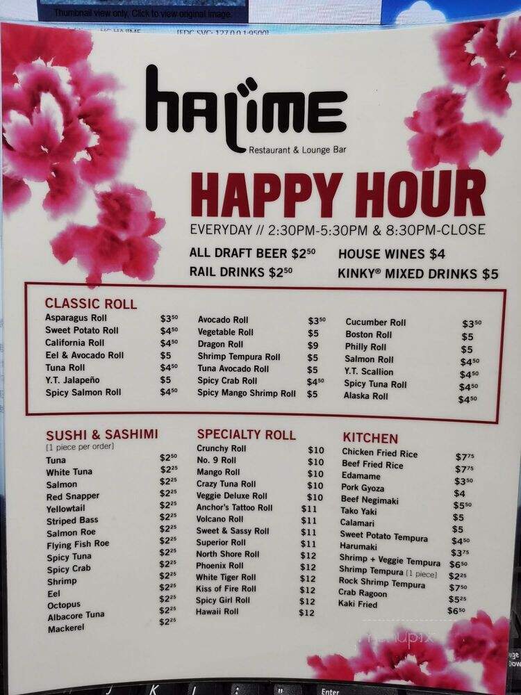 Hajime - Elk River, MN menu_pic