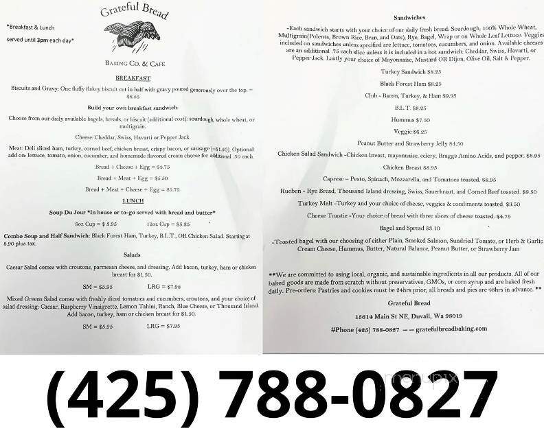 Grateful Bread - Duvall, WA menu_pic