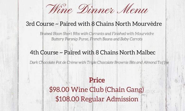 8 Chains North Winery - Waterford, VA menu_pic